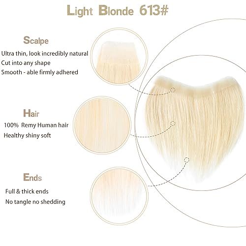 Miniatura 2 de Extensión frontal de cabello rubio claro para hombres, extensión de cabello lacio con pérdida de línea de cabello humano con cinta adhesiva de