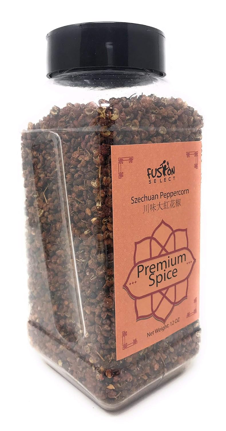 Fusion Select Authentic Szechuan Grade AAA Red Sichuan Peppercorns, Whole Szechuan Peppercorns, Less Seeds, Strong Flavor, Essential for Kung Pao Chicken, Mapo Tofu, 12 oz.