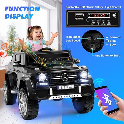 Miniatura 4 de JOYLDIAS Mercedes-Benz G650S - Auto de paseo para niños, camión de paseo para niños 12V7AH con control remoto de 2.4 GHz, 3 velocidades, Bluetooth,
