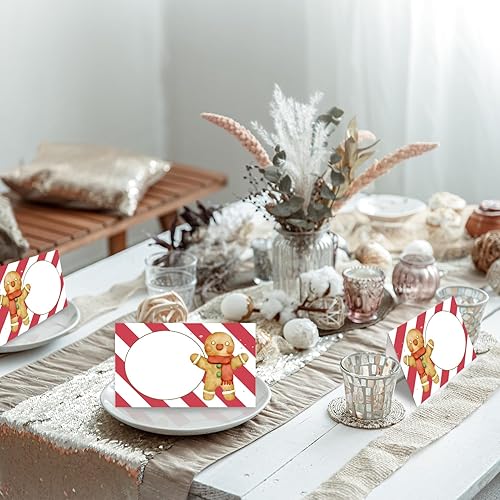 Miniatura 5 de YUEXLL Tarjetas de lugar, anotadas para plegarse fácilmente, juego de 25 tarjetas de asiento de mesa estilo tienda, decoración de fiesta, tarjeta de