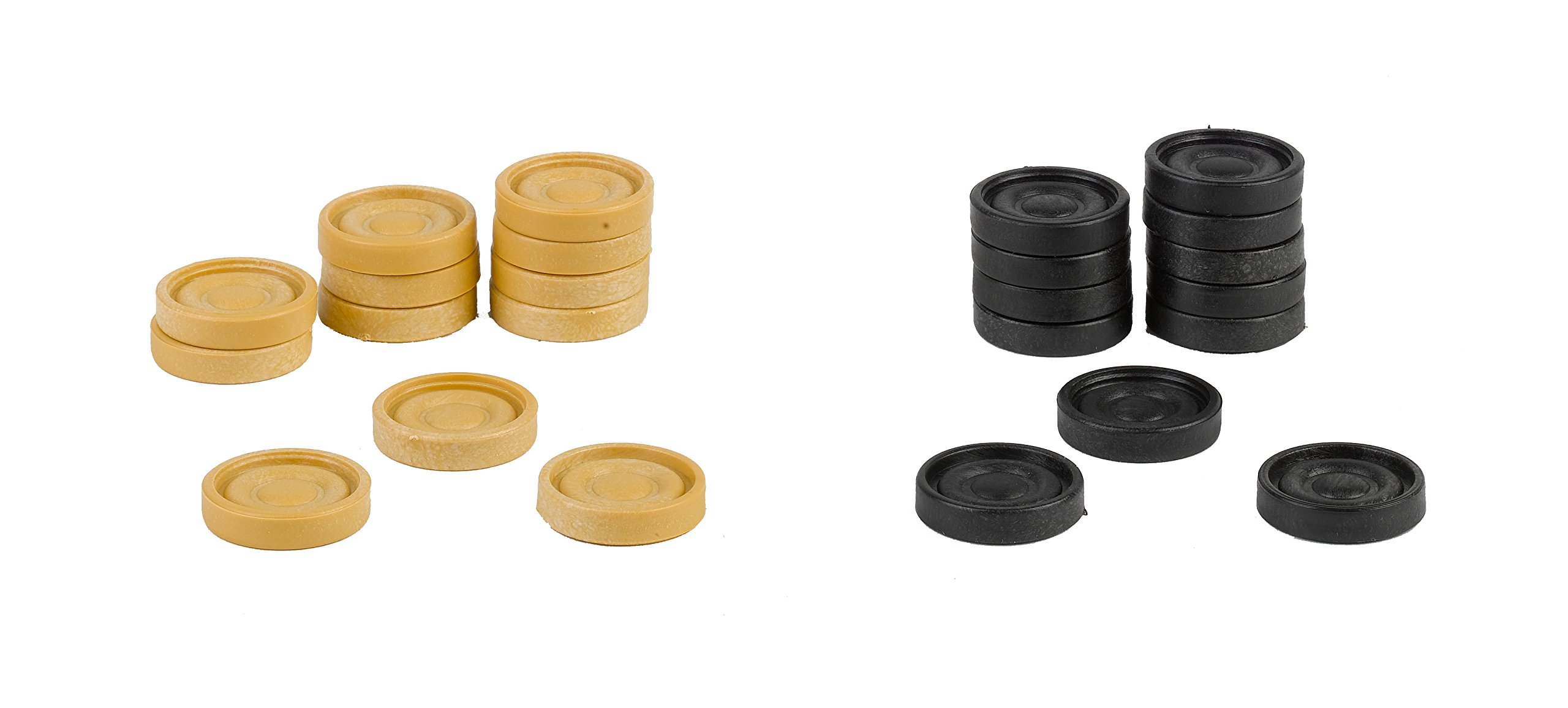 Falomir - Set Completo de 24 Fichas de Plástico | 12 en Blanco y 12 en Negro | Accesorio para Juegos de Mesa | Diversión Clásica en Caja Transparente (el embalaje puede variar)