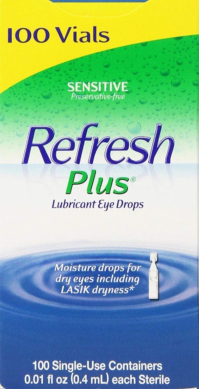 Amazon.com: Allergan Refresh Plus Lubricant Eye Drops Single-Use Vials -  LargerSize 2Pack (100 ct ) : Health & Household