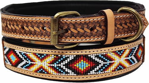 CHALLENGER Grande 21 '' - 25 '' cesta tejido Tooled acolchado cuero con cuentas perro cachorro 60RT22