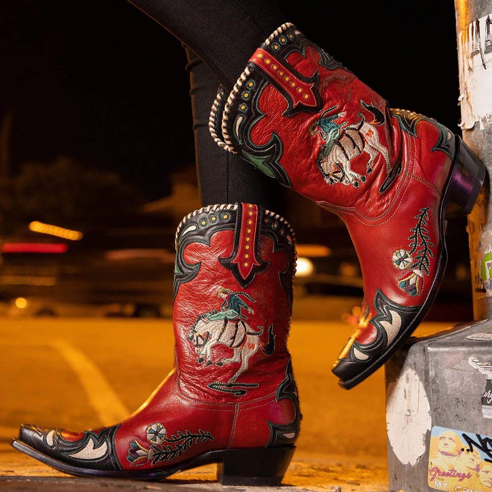 Alma en Pena Dames Cowboy Laarzen in Bruin Koe Multi online kopen