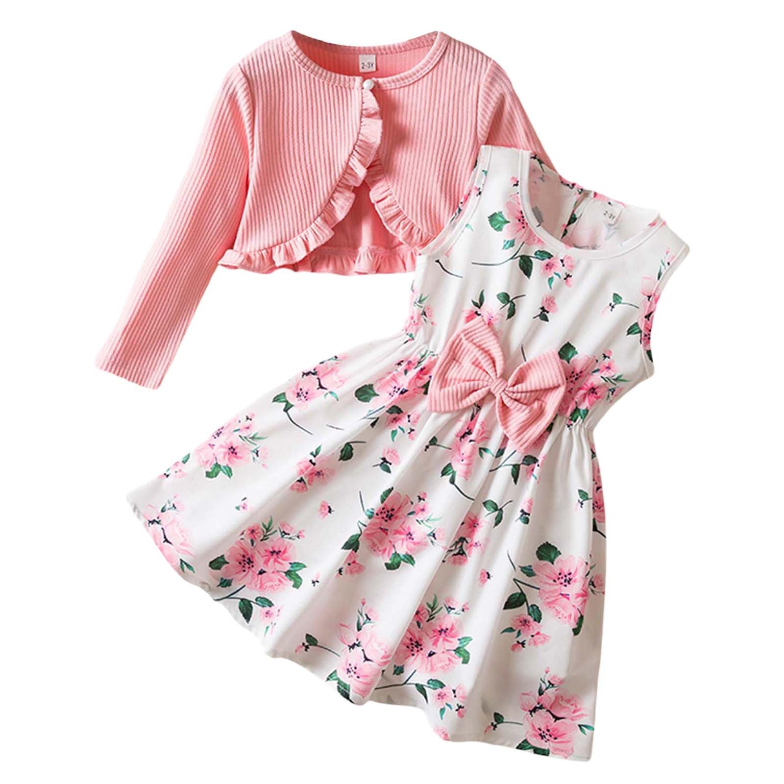 Conjunto para niña de vestido sin mangas y rebeca manga larga, ropa infantil de 3 a 7 años 8