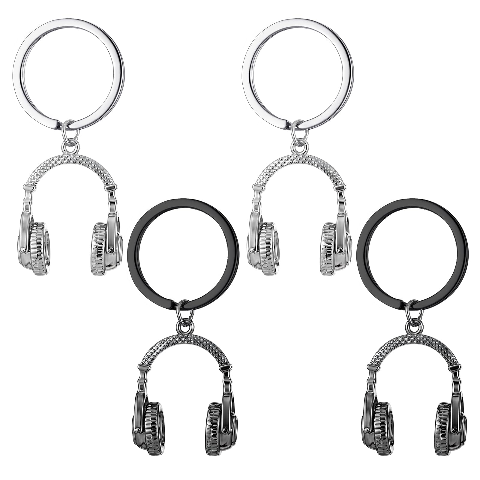 Sureio 4 Pcs Headphone Keychain Mini Music Keychain Singer Music Lover Dj Gifts Headset Keyring Party Favors Purse Bag Jewelry Accessories for Man and Women Graduation Gift