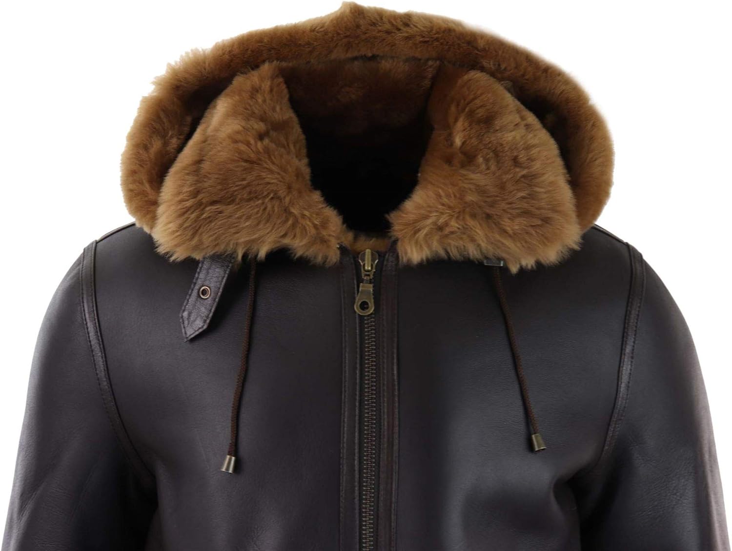 TruClothing Mens Real Leather Sherling Sheepskin Hood Jacket Vintage Aviator Flying Pilot - Image 4