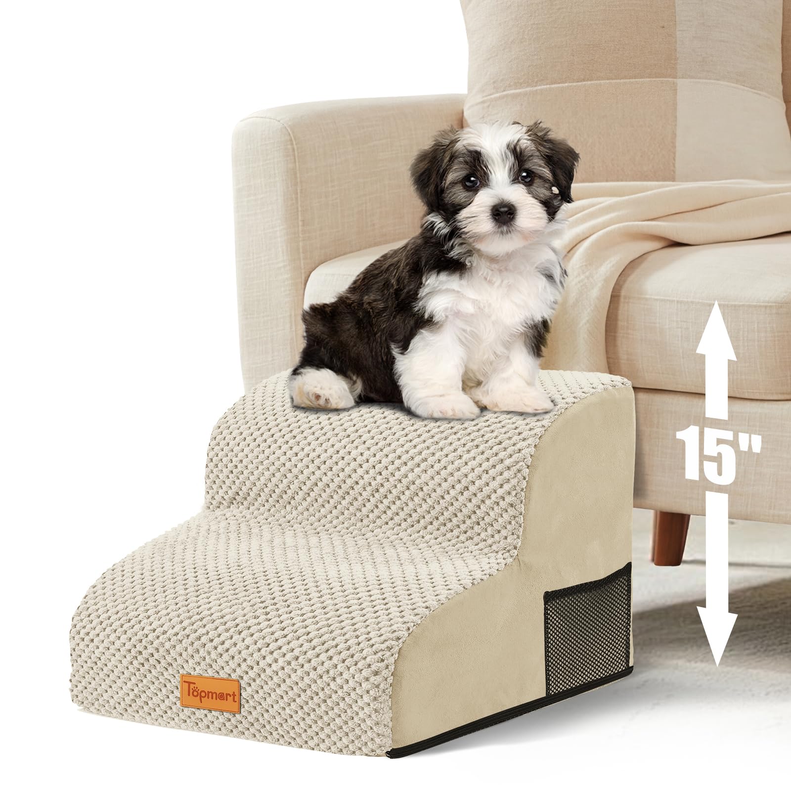 Topmart High Density Foam Pet Steps 2 Tiers,11.8" High,Non-Slip Dog Stairs