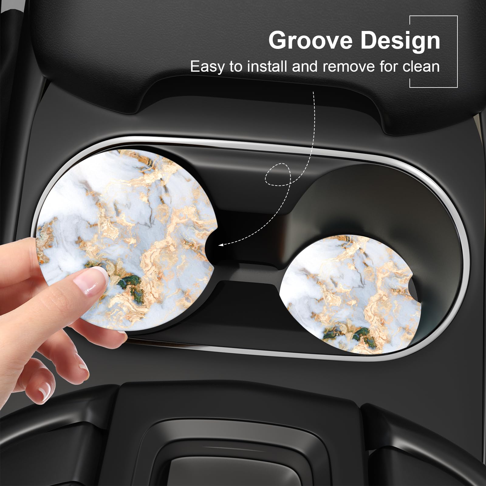 Lot De 4 Inserts Sous-verres Pour Porte-gobelet De Voiture - PVC - Diamètre 7 Cm (2,75 Pouces) - Motif Drapeau Américain - 14