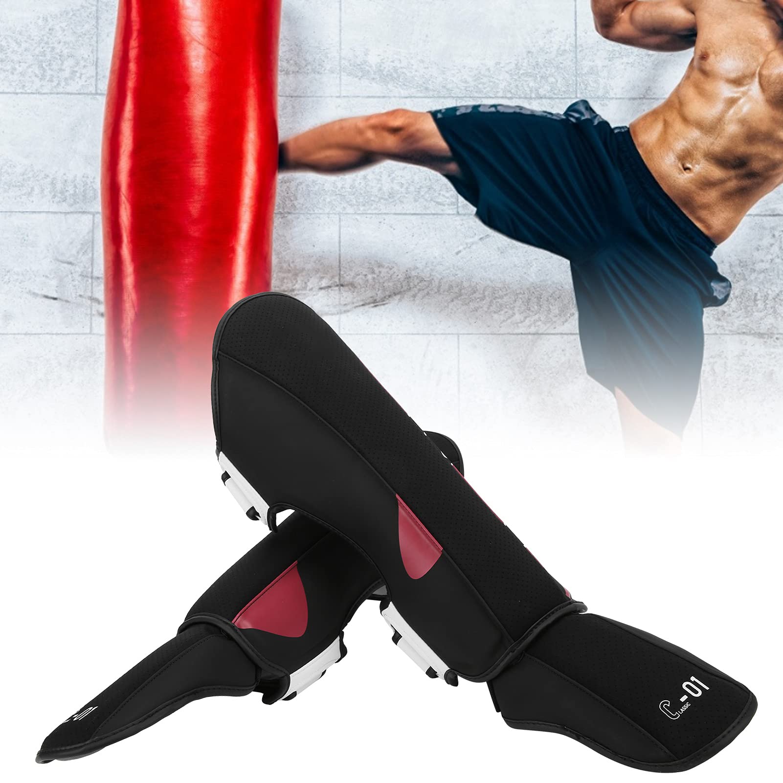KIMISS Parastinchi BN FIGHT per Kickboxing, Muay Thai e Sanda - Equipaggiamento di Protezione Professionale per Adulti - Design Alla Caviglia Ispessito e Morbido Migliora i Tuoi Allenamenti e Sport