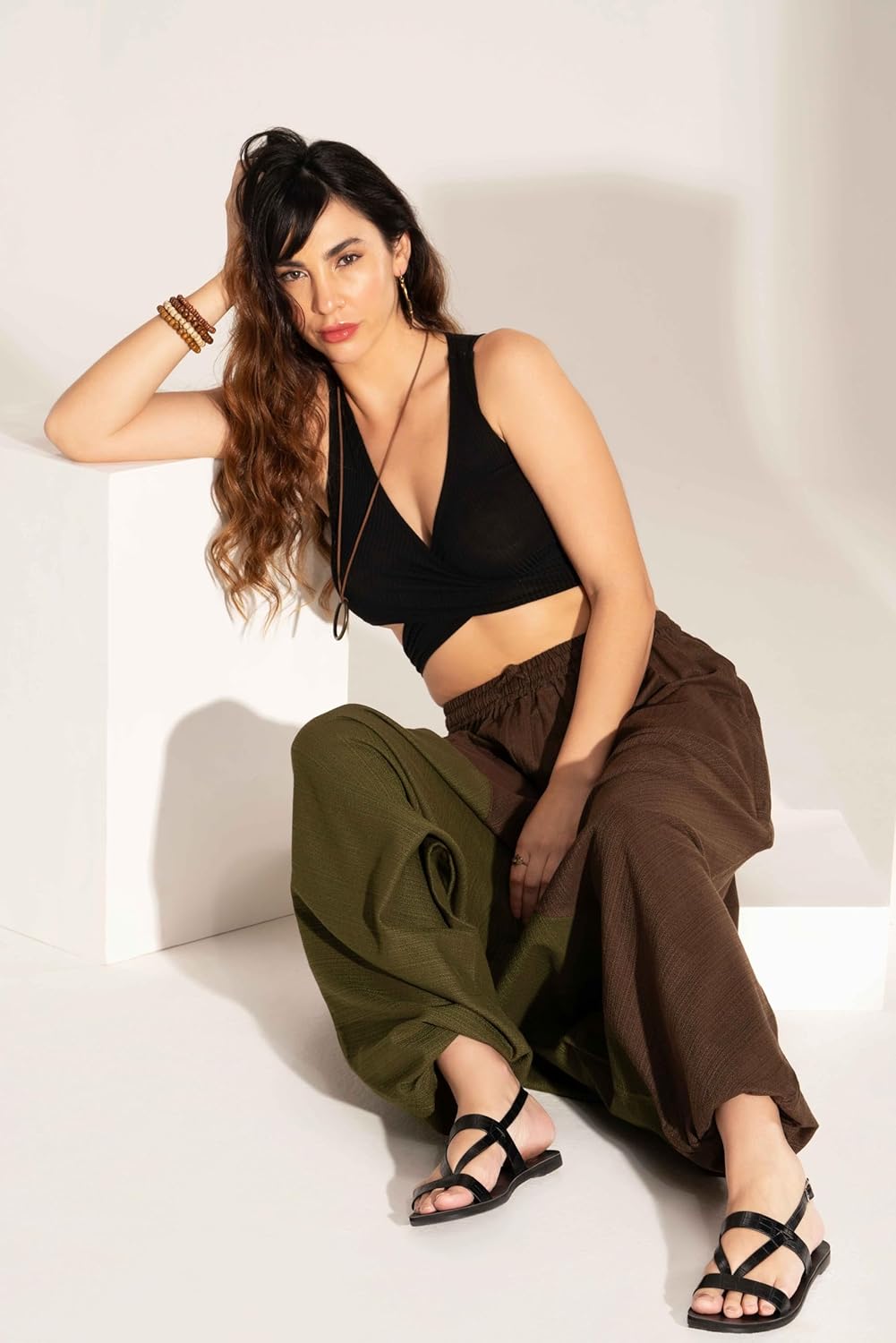 The Veshti Company Boho Wide Leg Yoga Pants Pyjama Parachute Pant with Pockets for Women Cotton Loose Flowy Lounge Harem Pant - Image 4