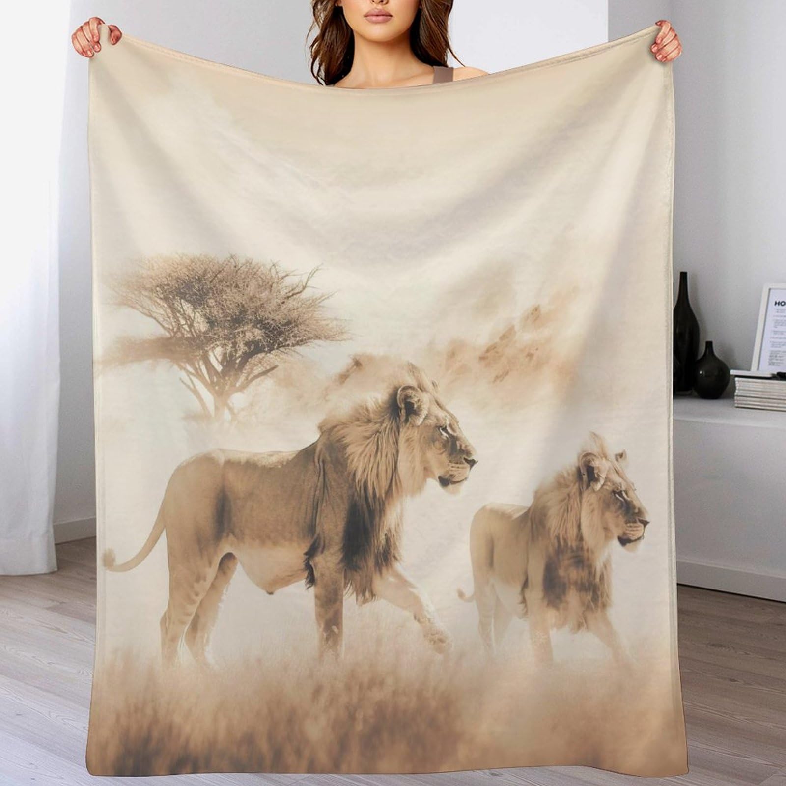 Couvertures en lion flannel anti-froid couverture super douce lit