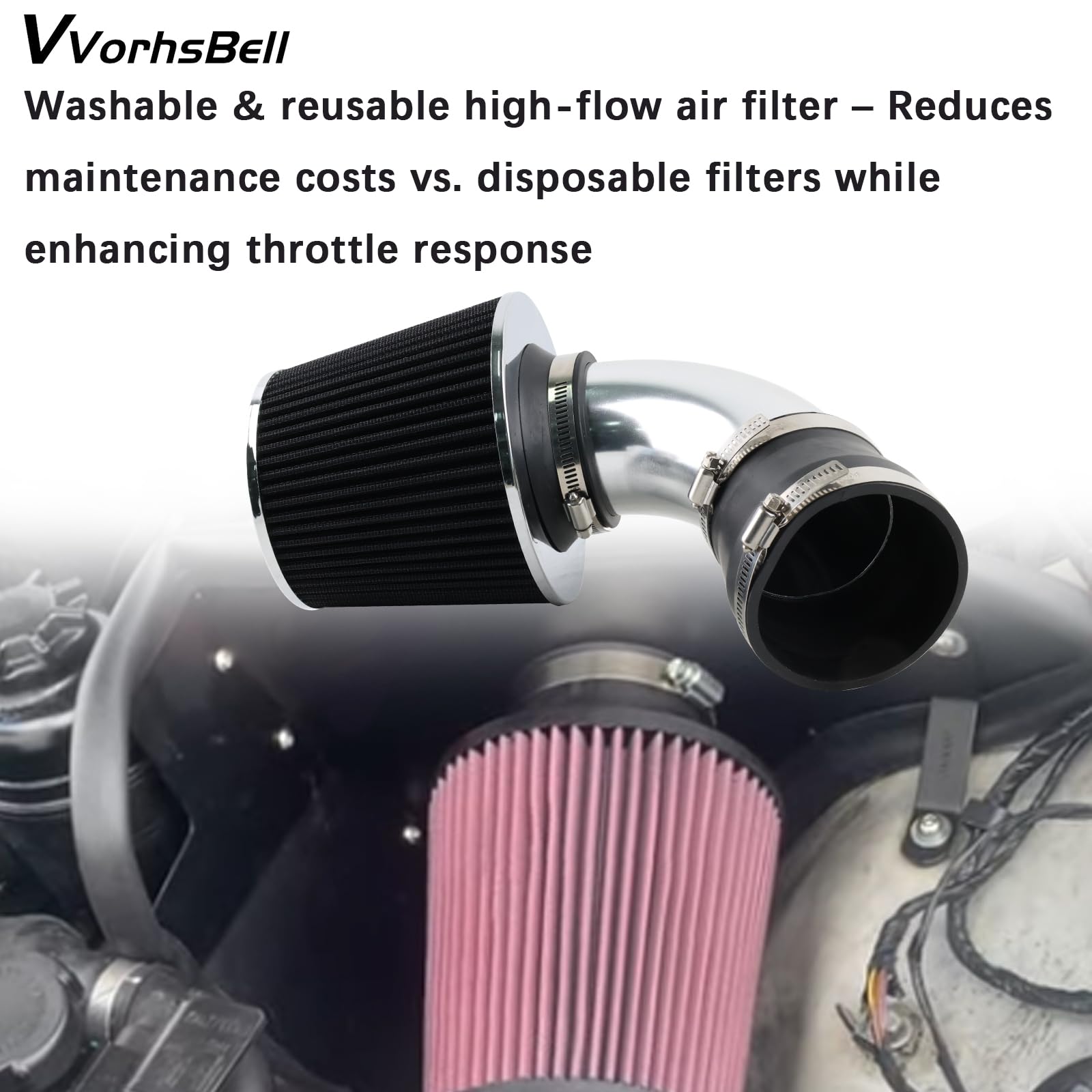 Kit de admisión de aire corto Ram compatible con BMW E46 323i 325i 328i 330i M54 I6 1999-2005 Motor Filtro de aire lavable, aumento de potencia