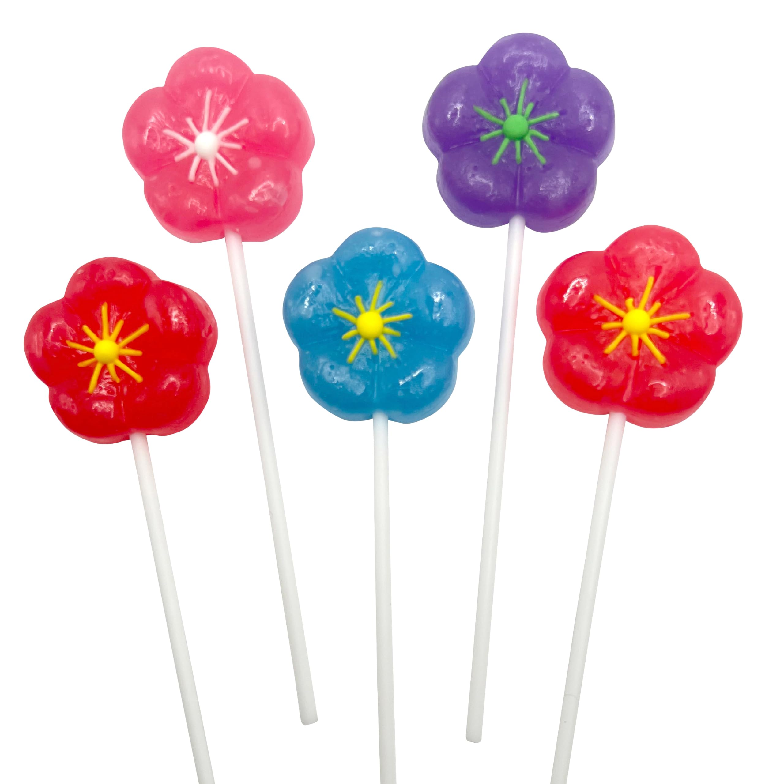 Flower Candy Lollipops - 24 Individually Wrapped Suckers Bulk - Great for Easter and Spring Birthday Party Favors for Kids