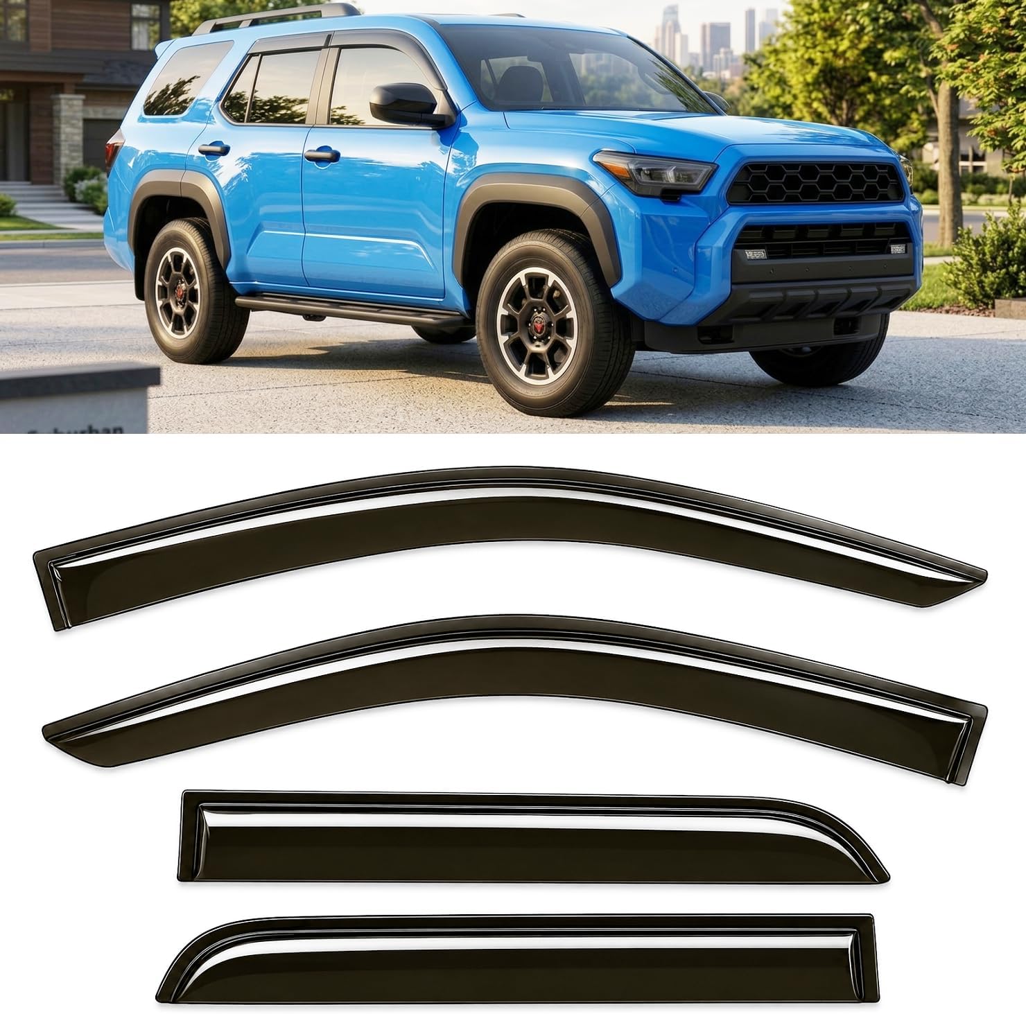 2025 2026 Tape-On Rain Guards for Toyota 4Runner Side Window Visor Deflectors Extra Thick Shade RS Sport Off-Road Premium i-Force MAX Limited Pro Platinum Trailhunter