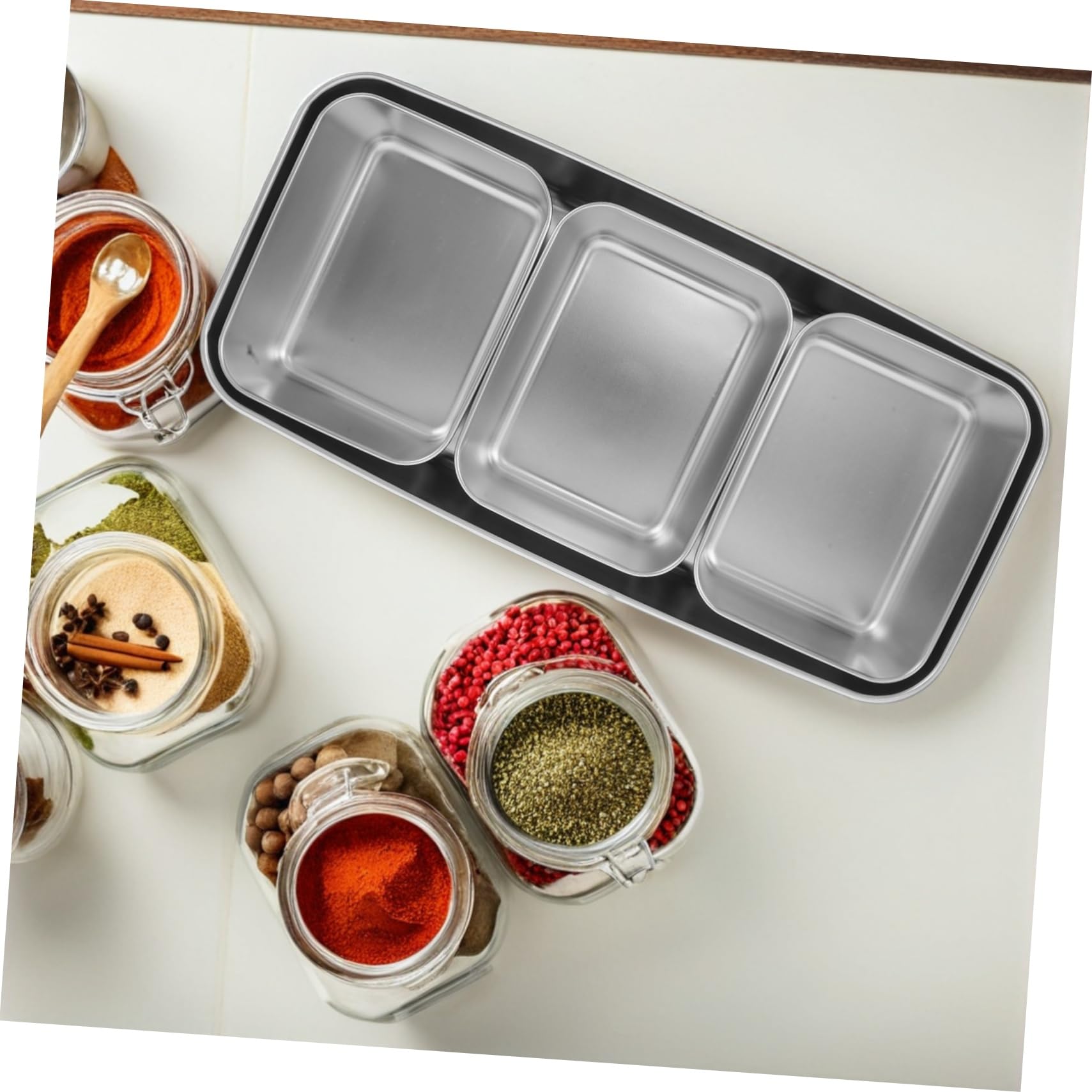 Zerodeko Gewürzbox mit Fächern und Deckel Langlebiger Japanischer Mehrzweck Gewürzbehälter für Salz Saucen und Gewürze für Küche Catering und Outdoor Einsatz