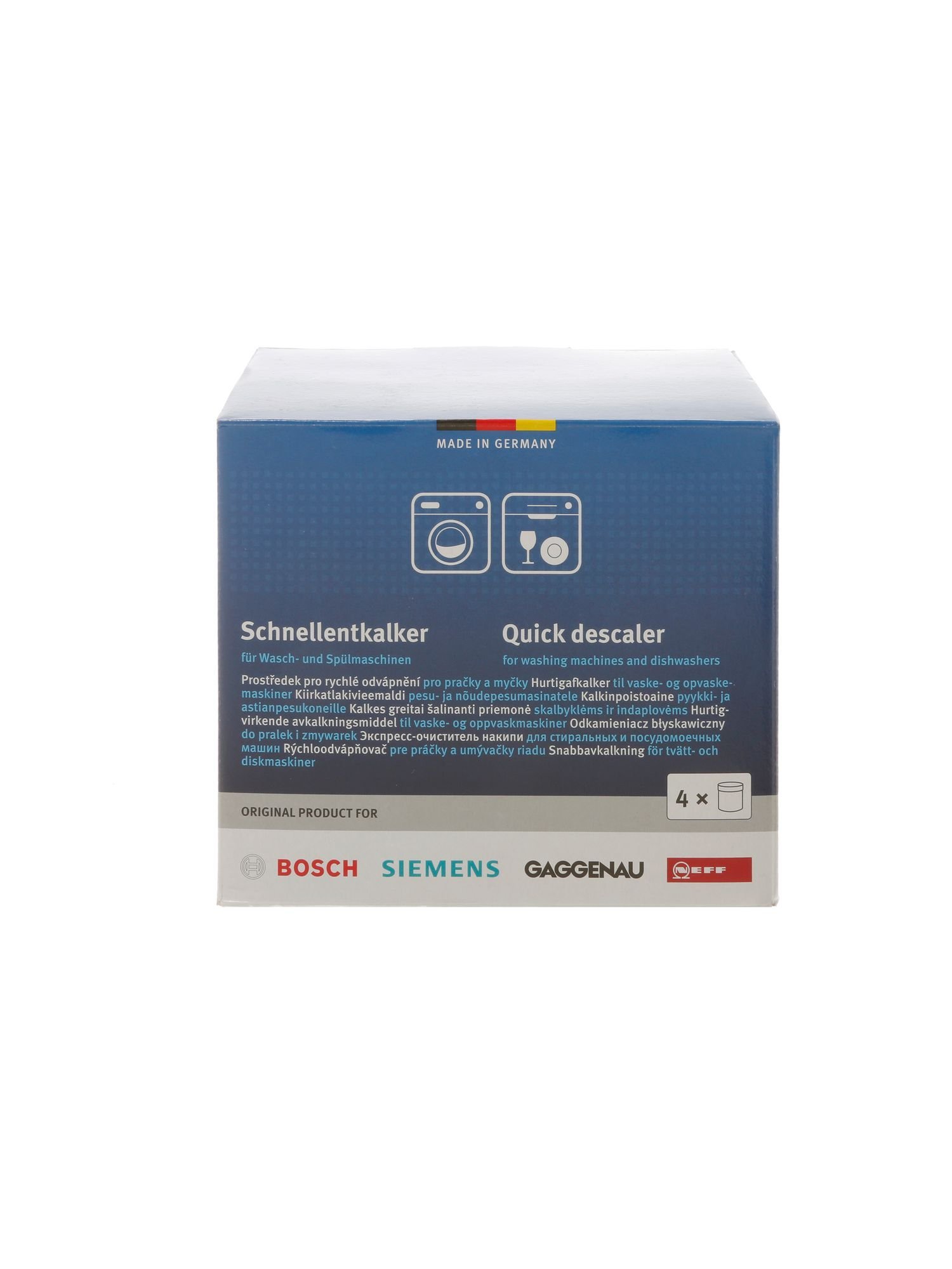 Bosch, Siemens, Neff, Gaggenau 00311923 Lot de 4 détartrants rapides pour machines à laver et lave-vaisselle