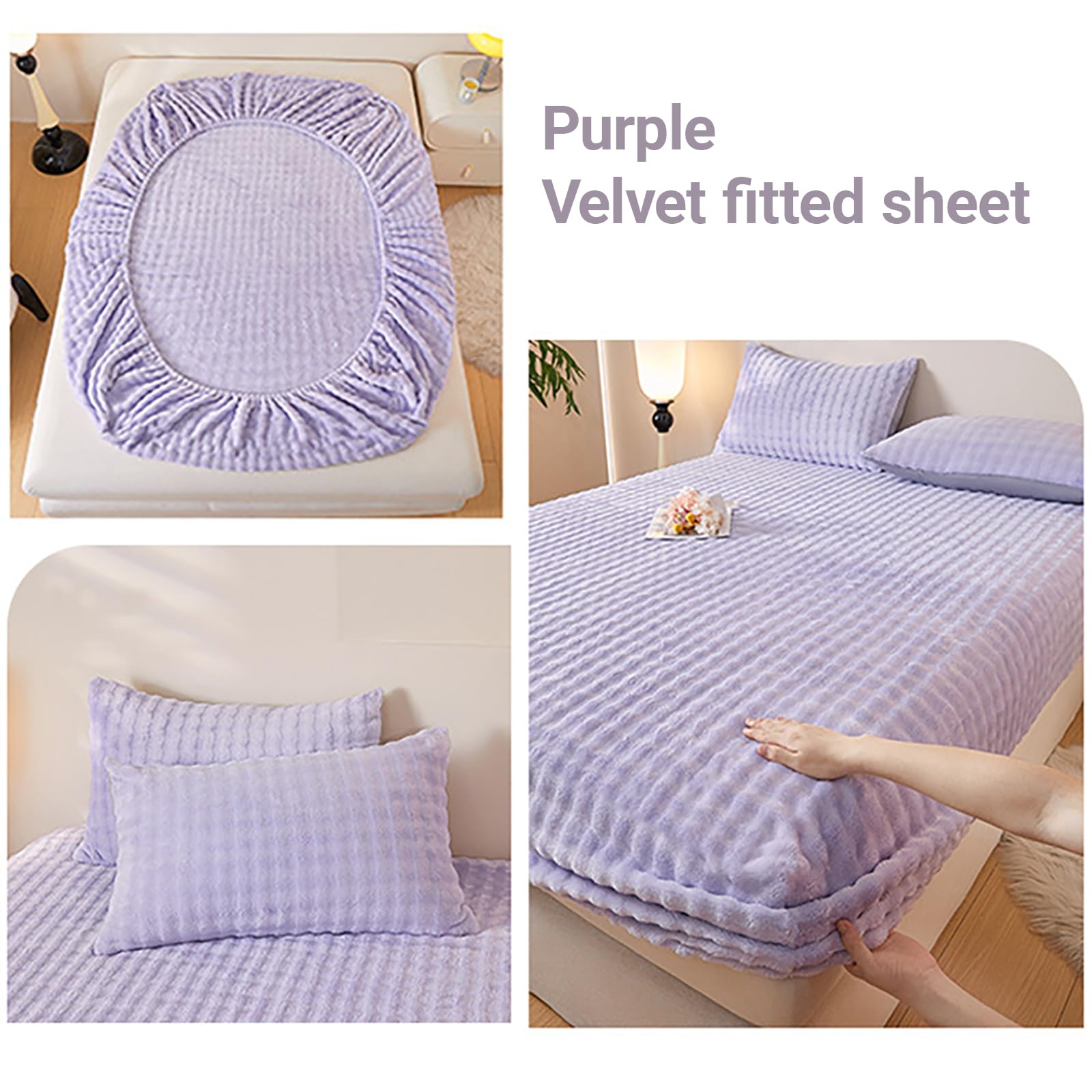 rious Twin XL miękkie aksamitne prześcieradło z gumką, flanelowy ochraniacz na materac o głębokości 30 cm, elastyczne dopasowanie, sztuczne futro królika, przytulne fioletowe prześcieradło dla