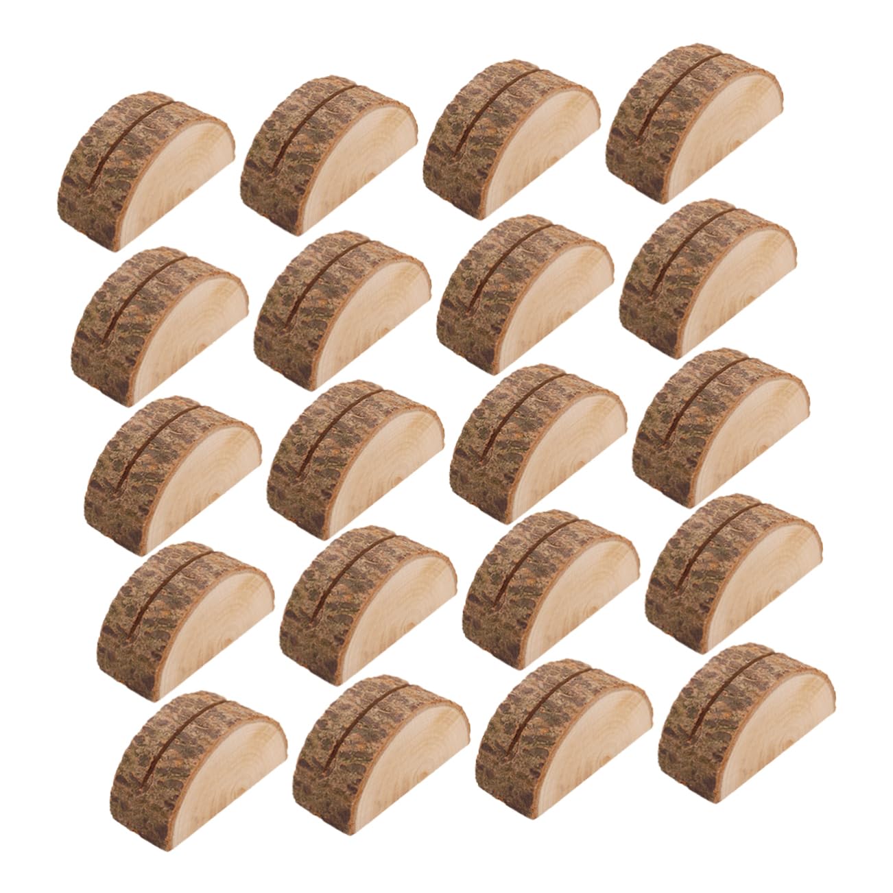 PRETYZOOM 20Pcs Semicircle Rustic Wood Business Holders Vintage Id Clamps for Wedding Table Numbers Party Events Restaurant Menu Displays and Home Decorations