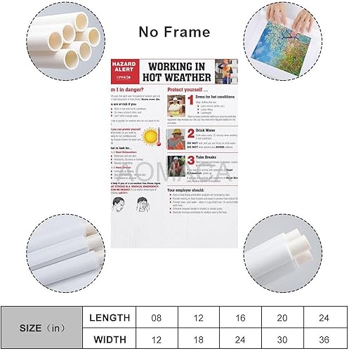 Vista 2 de RCIDOS HAZARD ALERT WORKING IN HOT WEATHER First Aid Teaching Guide Poster Canvas Painting Posters And Prints Wall Art Pictures for Living Room
