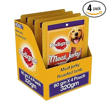 Pedigree WoofsnWags Pedigree Meat Jerky Stix Adult Dog Treats, Roasted Lamb 80 gm (Pack of 4) by Jolly and Cutie Pets