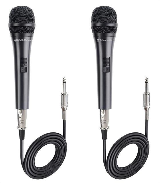 Cable Matters 2-Pack Cardioid Dynamic Vocal Microphones with 4.5m Cable, Wired Microphone for Singing/Singing Machine Microphone Karaoke