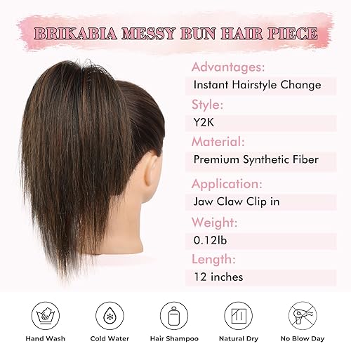 Miniatura 2 de Moño desordenado con clip de pinza para mujer, extensión de cola de caballo corta despeinada, extensión de moño falso, extensión de moño para mujer,