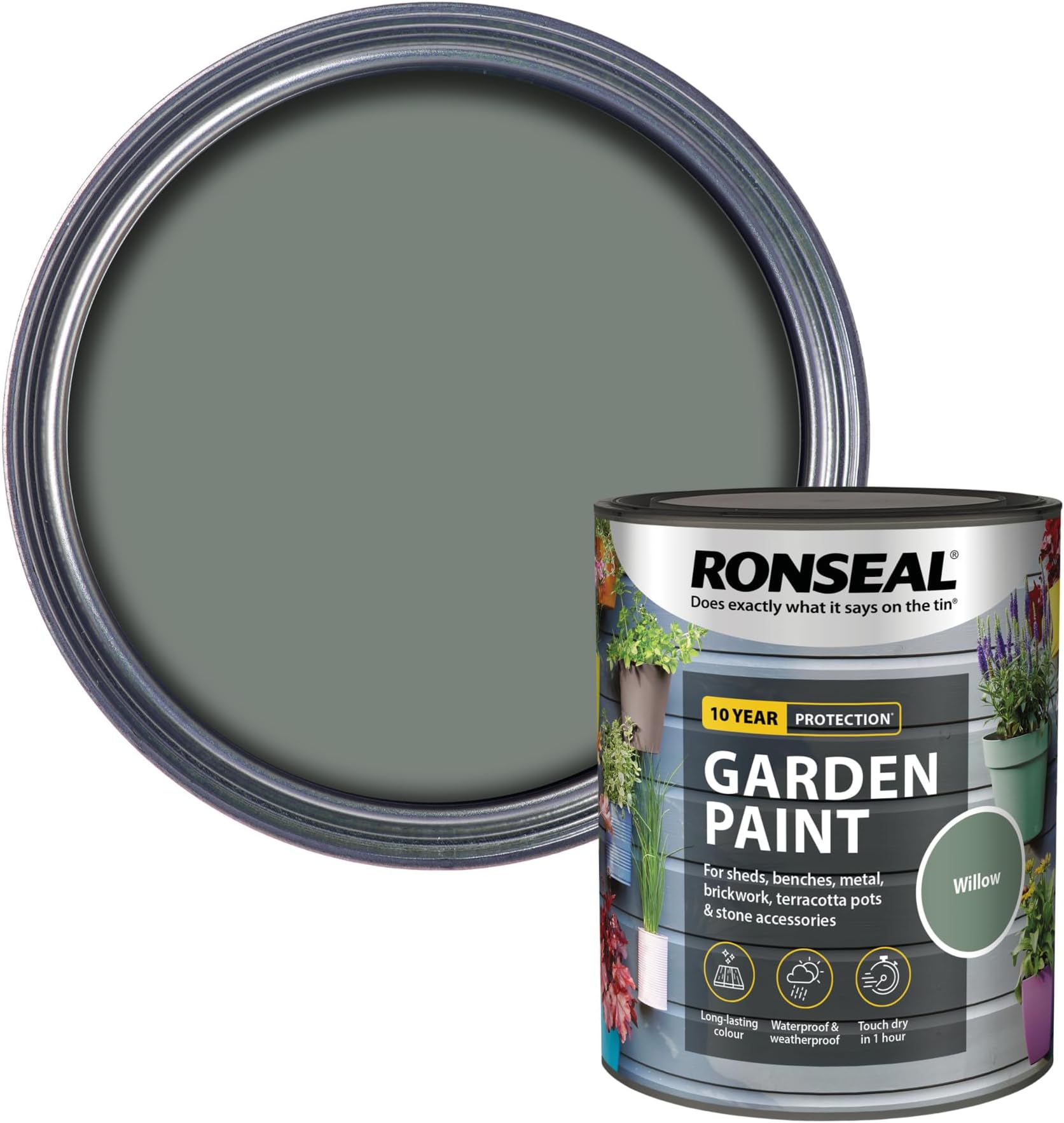 Ronseal RSLGPW750 GPW750 Garden Paint Willow750ml, Willow, 750 ml