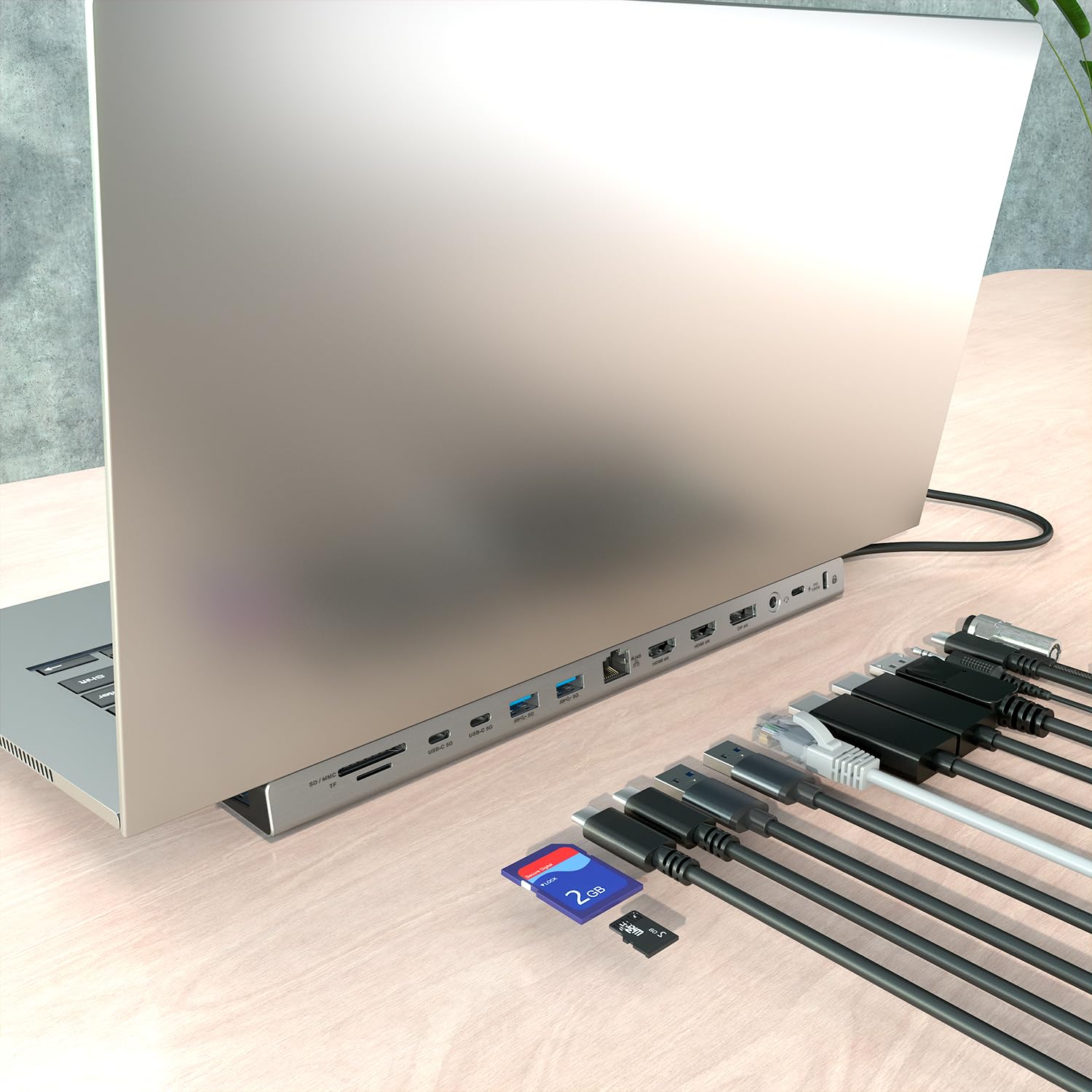 AISENS - USB-C Dock 13 EN 1, USB-C A 2xHDMI, 1xDISPLAYPORT, 1xRJ45, 3xUSB-A, 2xUSB-C, 1xUSB-C PD, 1xSD, 1xMICRO SD, 1xAUDIO, 1xRANURA Kensington, 30CM
