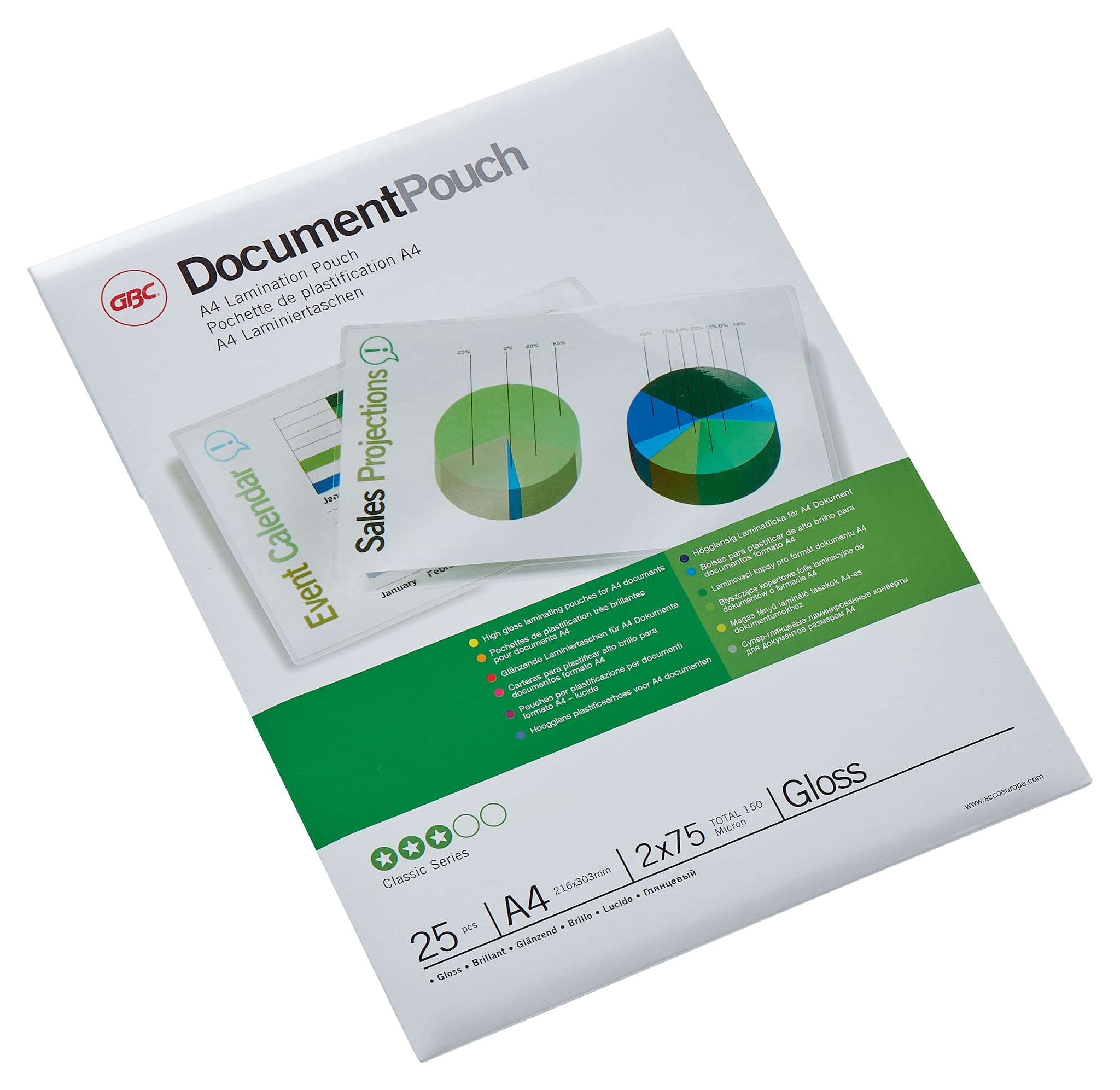 GBC Inspire+ 4-in-1 Set mit A4-Laminiergerät, Papierschneider und Eckenrunder, inkl. extra großes Starterkit mit 30 Laminierfolien, Für 75 bis 125 mic Laminierfolien, Schwarz (4410034 + 3740489)