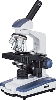AmScope M620A Compound Monocular Microscope, WF10x and WF16x Eyepieces, 40x-1600x Magnification, Brightfield, LED Illumination, Abbe Condenser, Mechanical Stage, 110V