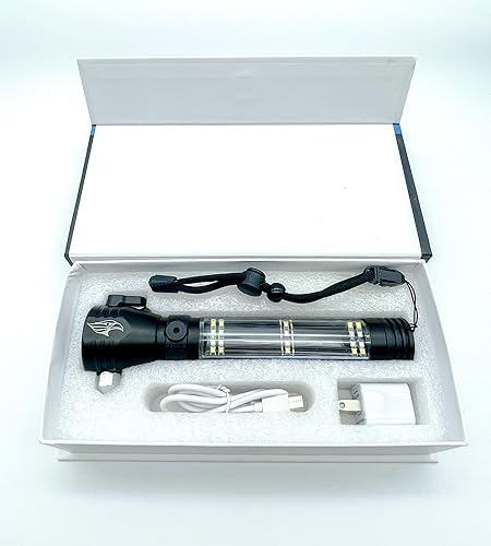 Miniatura 5 de Eagle Beam - Linterna de escape, recargable, recargable solar, banco de energía, linterna, imán, rompecristales, cortador de cinturón de seguridad,