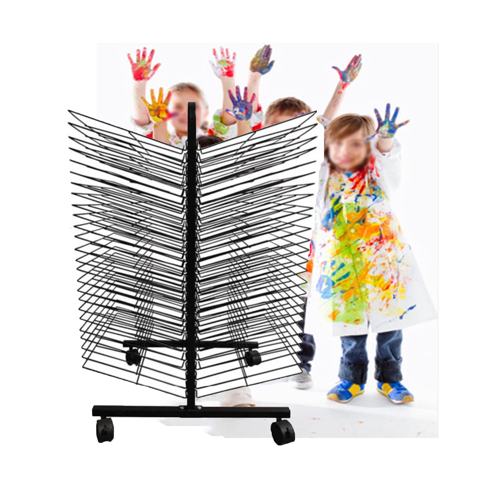 Aioneer 38 Layers Mobile Art Drying Racks, Painting Drying Racks, Protecting Artworks, Space-saving Shelves, Artist Canvas Board Paper Prints
