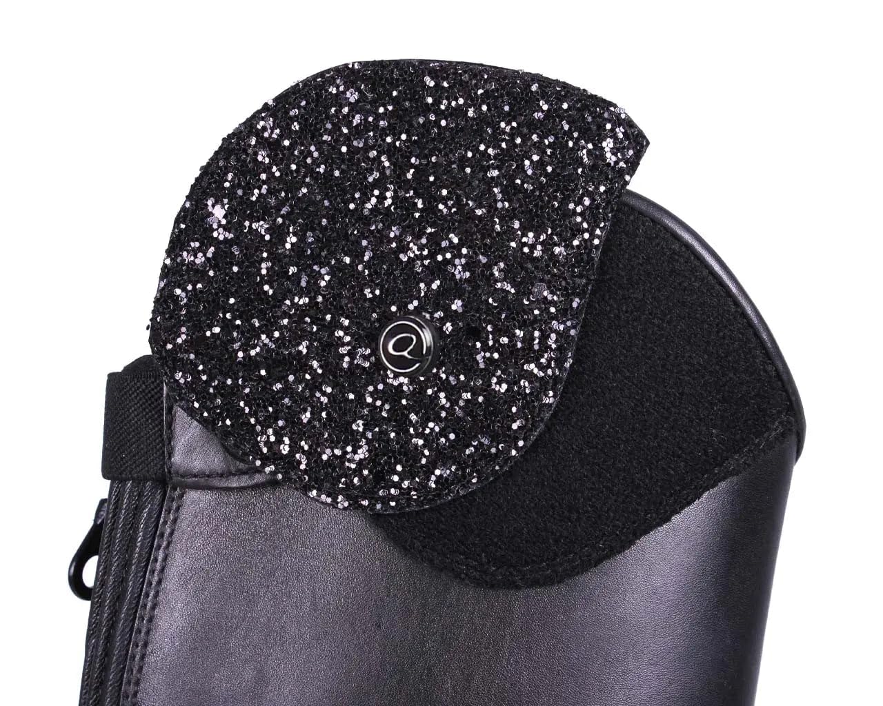 Bottes d'équitation en cuir QHP Romy pour enfants avec design interchangeable - Noir - Largeur de mollet normale, Noir , 36