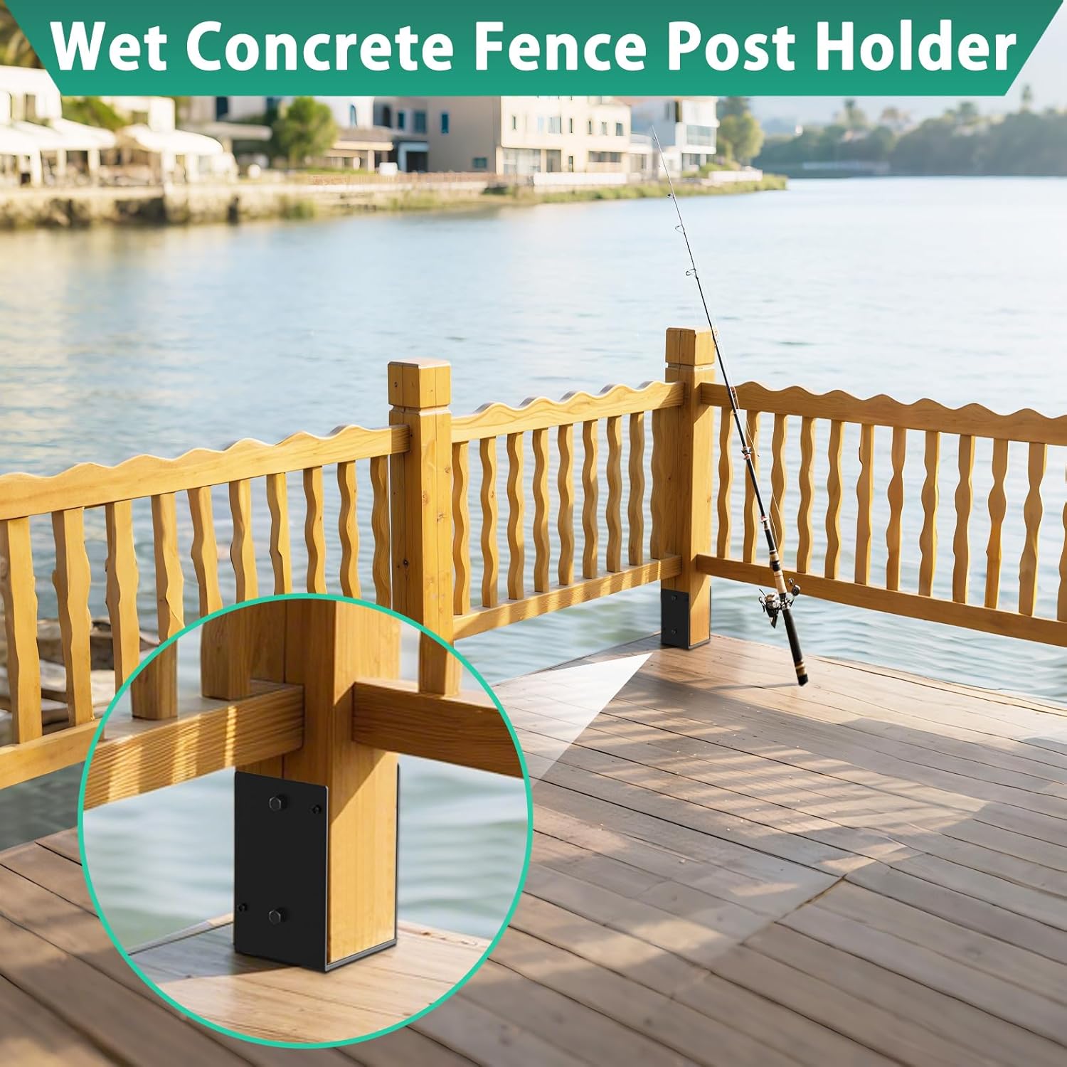 4 Pack Heavy Duty Stainless Steel U-Shaped Post Anchors 6"x6" Wet Concrete Fence Post Holder for Fence, Deck Railing, Pergola Wood Post Bracket Anchor Post Base for Concrete
