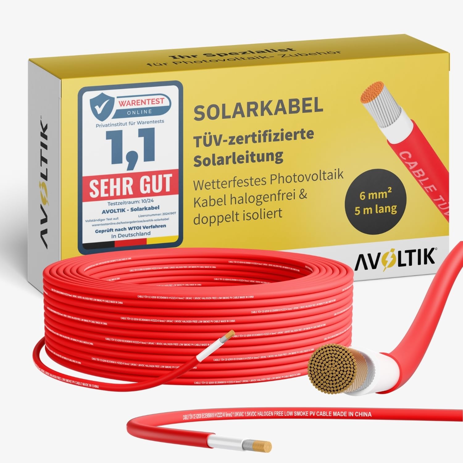 Solar Kabel 6mm² 2x3m - Photovoltaik Verlängerungskabel Mit IP67 Steckern