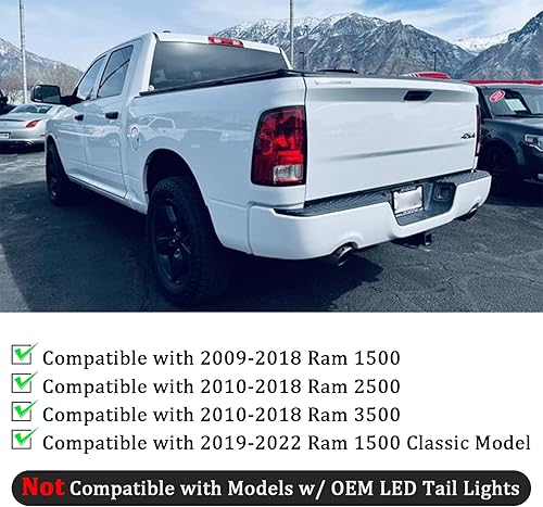 Miniatura 2 de Kingory Luz trasera LED completa para Dodge 2009-2018 Ram 1500, conjunto de luces traseras de repuesto, carcasa negra