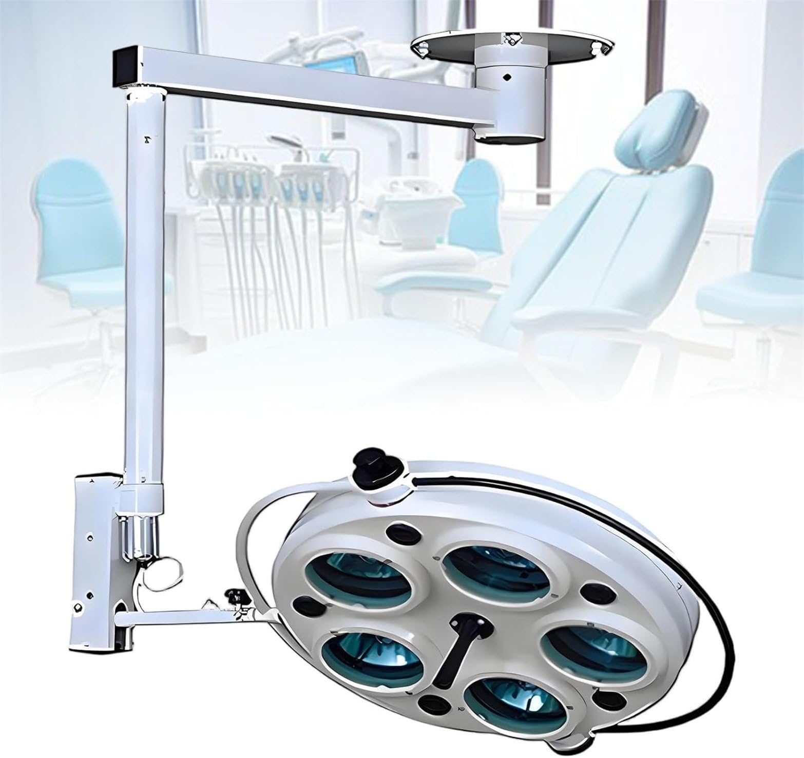 25W Ceiling Surgical Medical Examination Shadowless Lamp, Surgical Wall-Mounted Light Lamp, 60000-120000Lux Adjustable Output, 360° Rotation, for Pet Hospitals