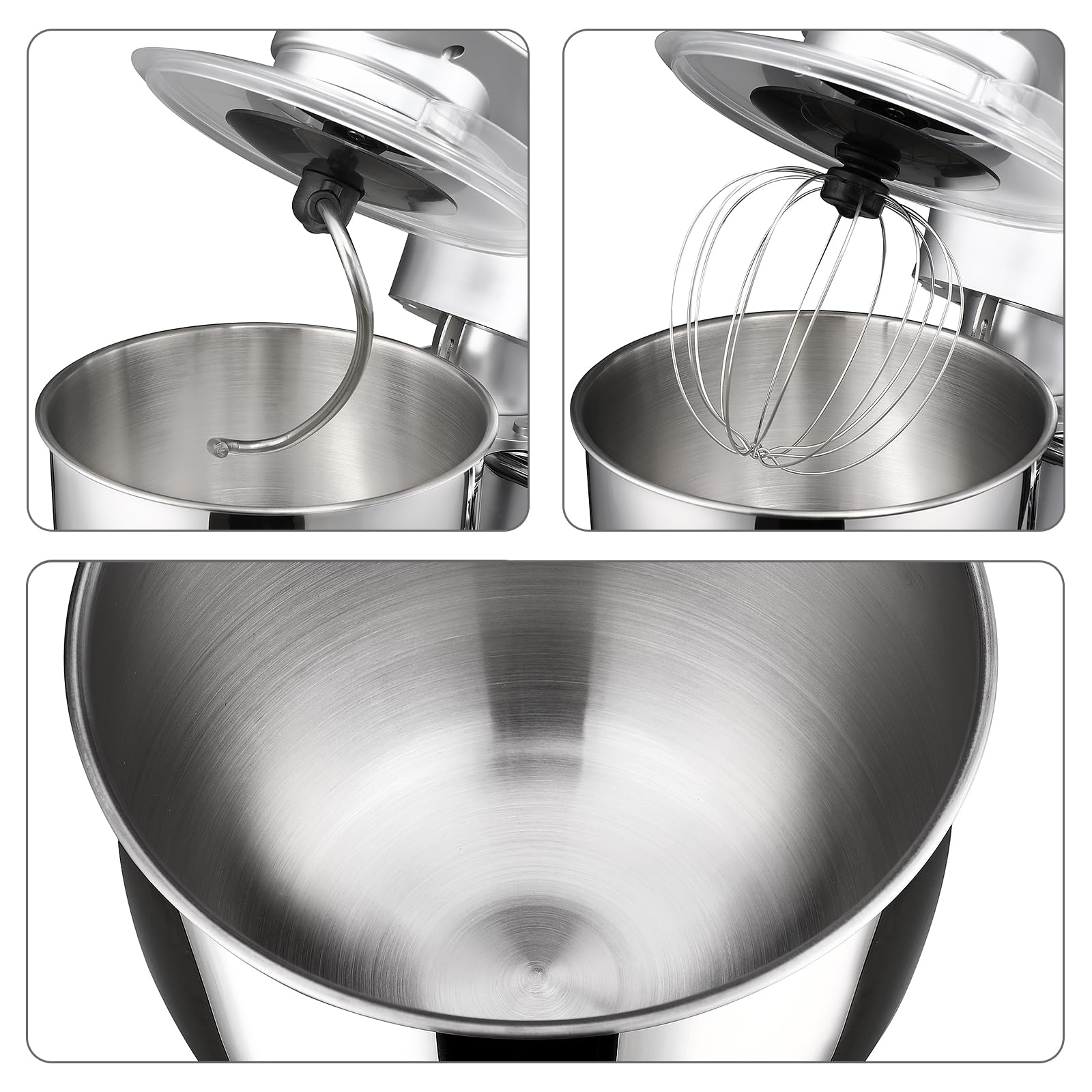 MONZANA® Batidora Amasadora 4,5L Accesorios Robot de Cocina Completo 7 Velocidades Acero Inoxidable Repostería Diseño Retro Postres Tartas 1000W