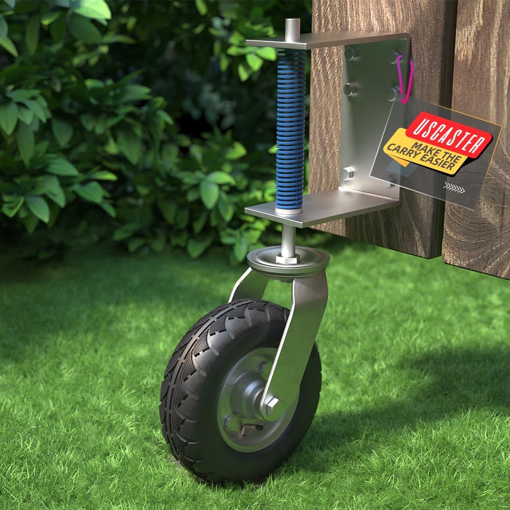 Photo 1 of Uscaster Gate Wheel Caster 6 Inch 360 Degree Swivel Inflatable Tire 250LB Weight Capacity Heavy Duty Casters for Metal Tube Swing and Wooden Gates (6inch-250bl(Wooden))