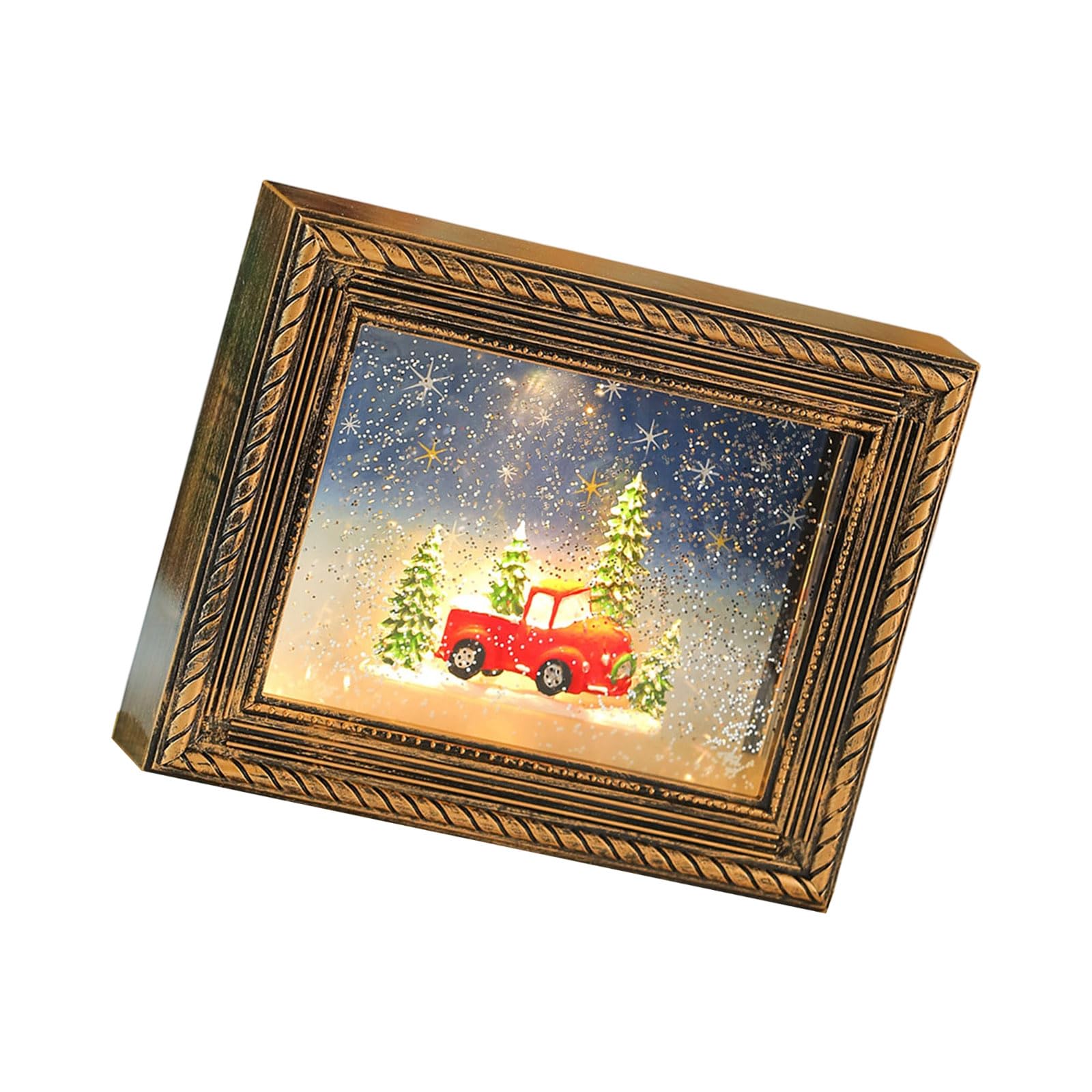 Elnwnnkc Festival Memory Showcases Combining Rotating Snow Effect Battery Power Melodies Player and Shatterproof Frame Structure Christmas Musical Photo Frame