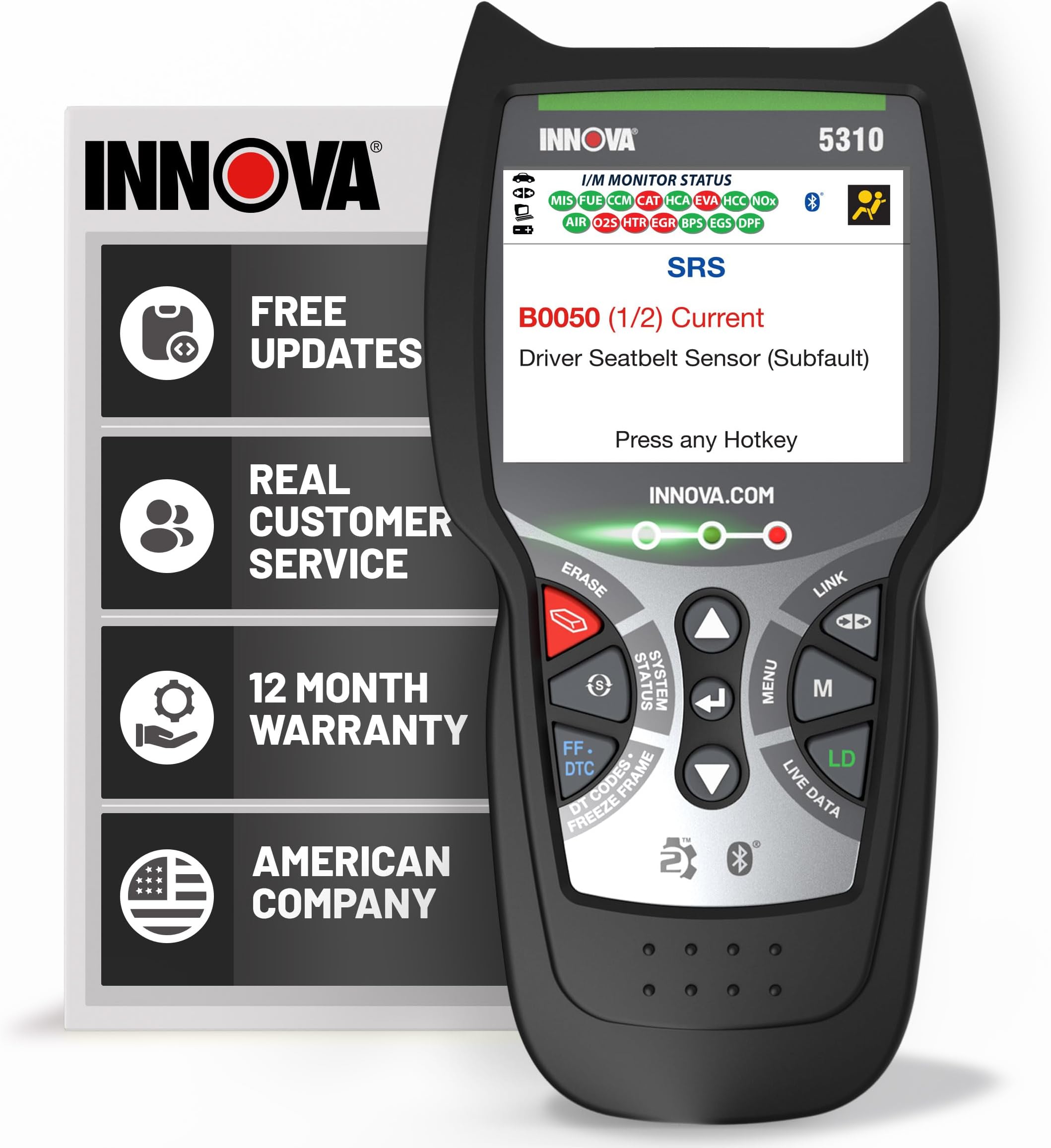 INNOVA 5310 OBD2 Code Scanner Read/Erase ABS/SRS Codes, Reset Oil Light, Live Data, Battery