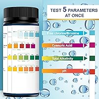 Vista 2 de Tiras reactivas para piscina, 100 tiras para piscina y jacuzzi, tiras de prueba para piscina para alcalinidad total, pH, cloro libre (bromo), ácido