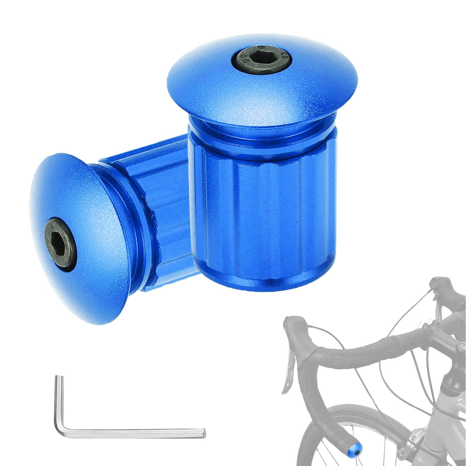 OUKENS Bicycle Bar Ends, One Pair Bicycle Aluminum Alloy Expansion Bar Plugs Handlebar End Cap Adjustable Locking Cap for Bike(Blue)