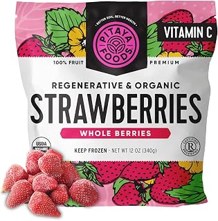 Pitaya Foods Regenerative Organic Frozen Strawberries - 12oz Whole Berries, No Sugar Added, High Vitamin C, Fiber-Rich, Non-GMO