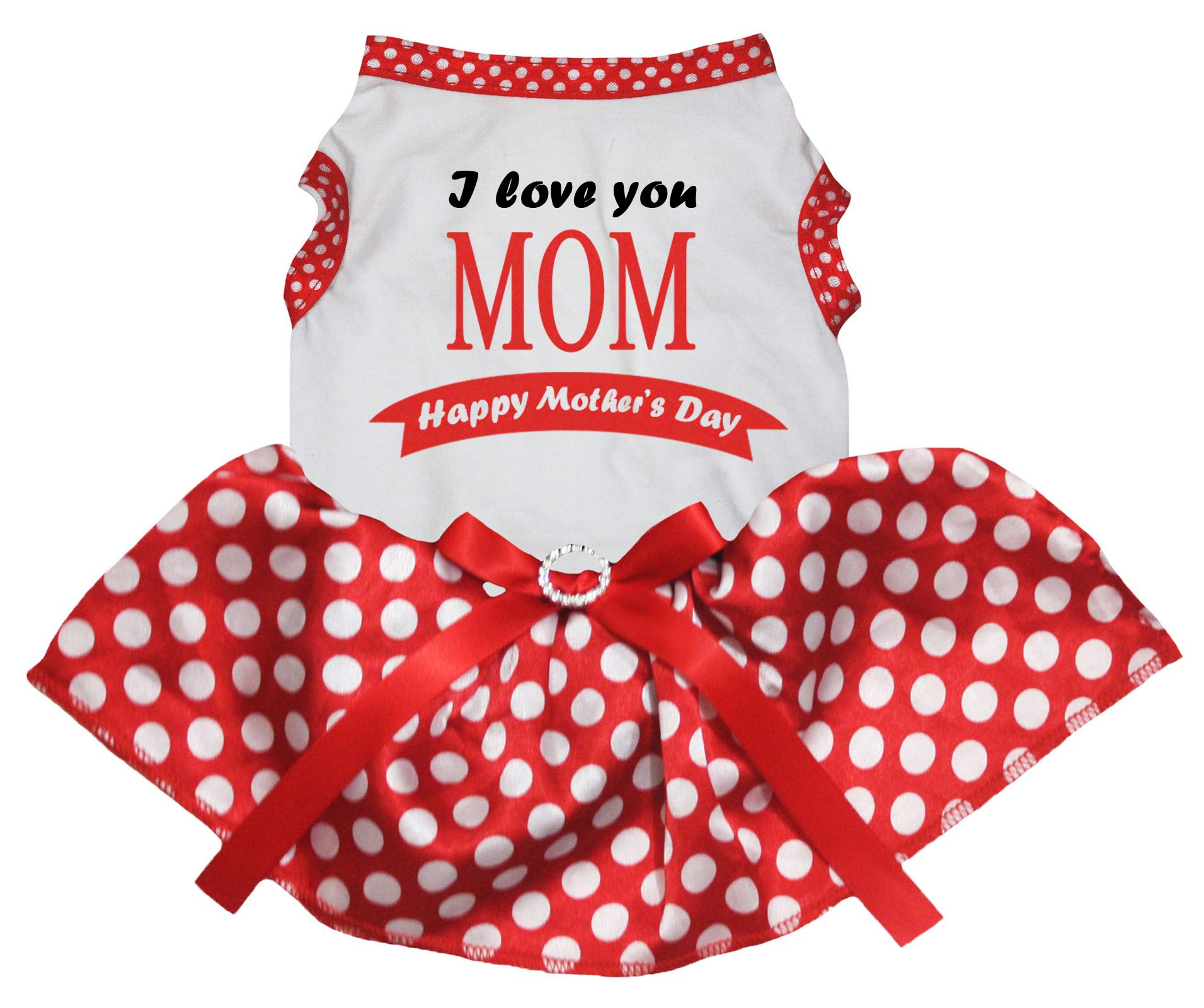 Robe tutu blanche pour chiot en coton respirant avec inscription Happy Mother's Day
