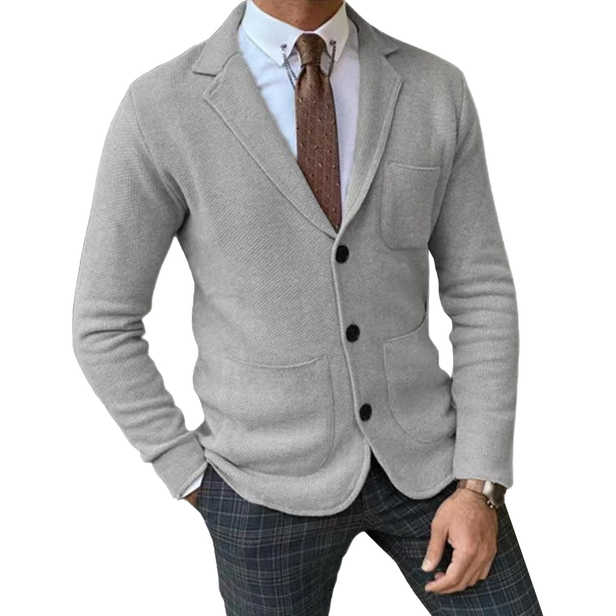 Men's Suit Knitted Jacket Button Lightweight Blazers Suits Coat Casual Knit Blazer Suit Jackets