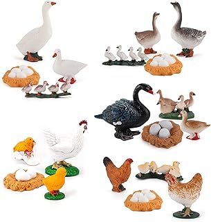 5 Pack Life Cycle Set Farm Animals Growth Cycle Chicken Duck Goose Rooster Hen Grey Goose White Swan Black Swan