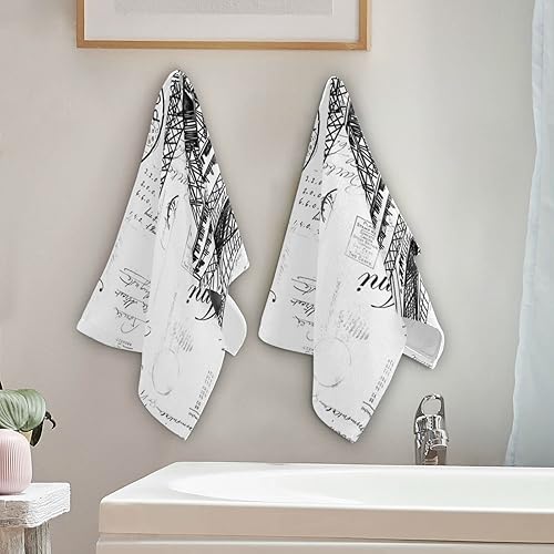 Miniatura 4 de Kigai Paris - Juego de 2 toallas de baño de la torre Eiffel, altamente absorbentes, toallas de mano suaves, 2 paños de lavado, toalla para la punta