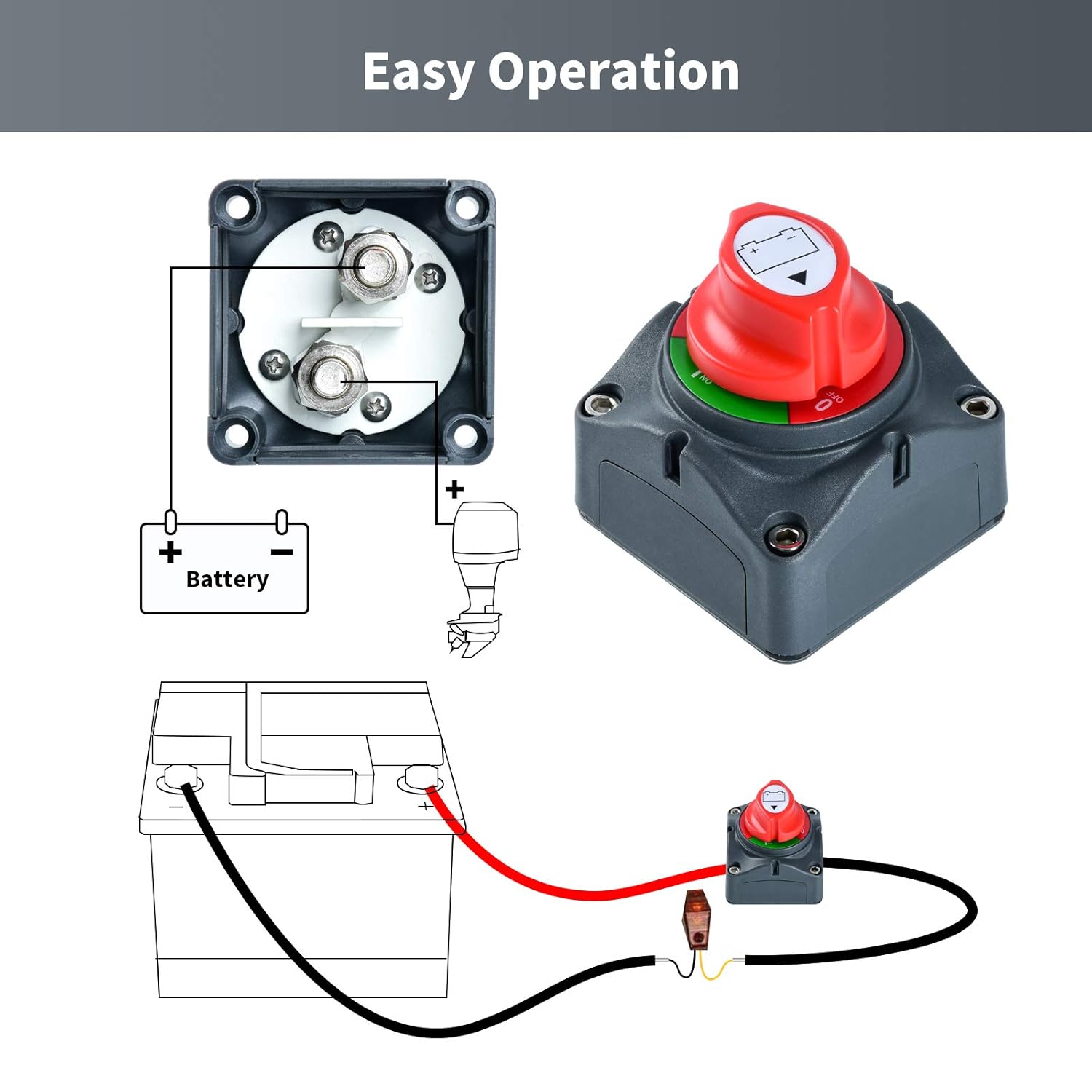 Battery Switch, Briidea 12V-48V Battery Disconnect Master Power Cut-Off Switch for RV, ATV, Car, Marine Boat, UTV, Vehicles and Camper (ON/Off) : Automotive